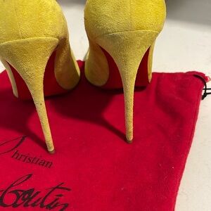 Neon yellow suede christian Louboutins